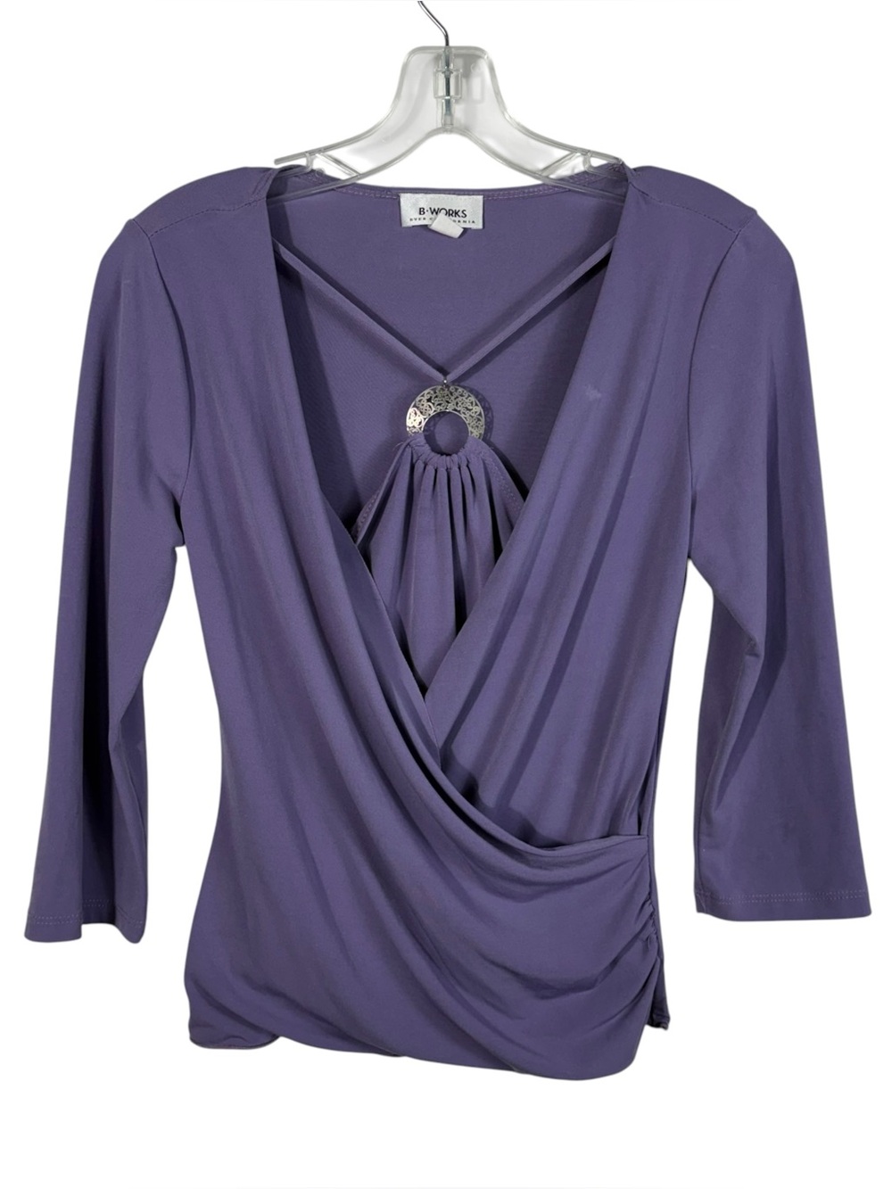 Vintage Y2K Lilac Purple No Iron Ring Strap Detail USA Made Blouse Witchy Medium